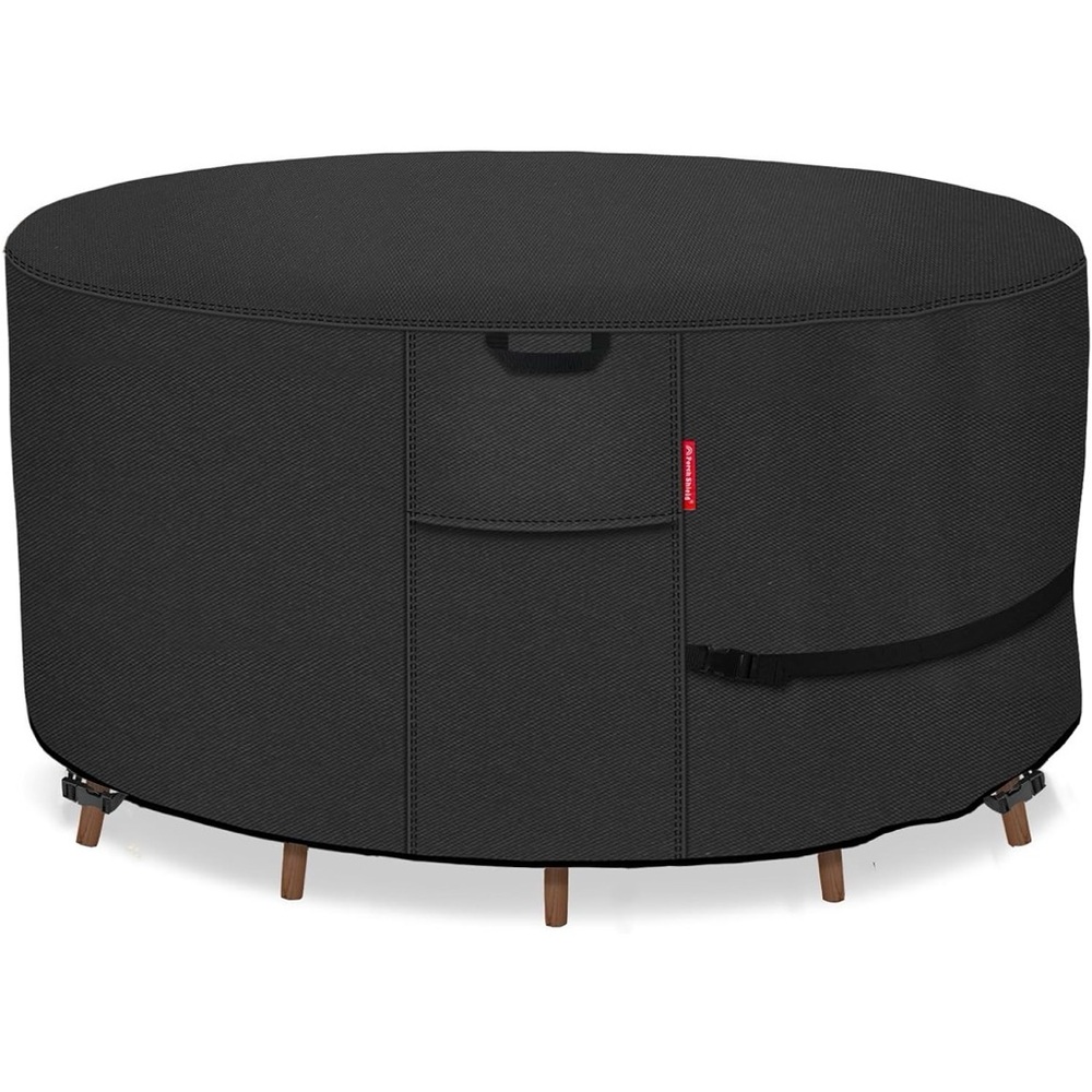 Porch Shield Waterproof 76” Black Round 600D Heavy Duty Patio Furniture Cover